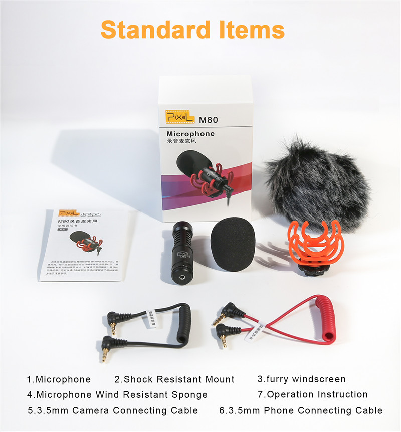 Pixel M80 universal video microphone iphone camera with shock mount Pixel M80 universal video microphone iphone camera with shock mount