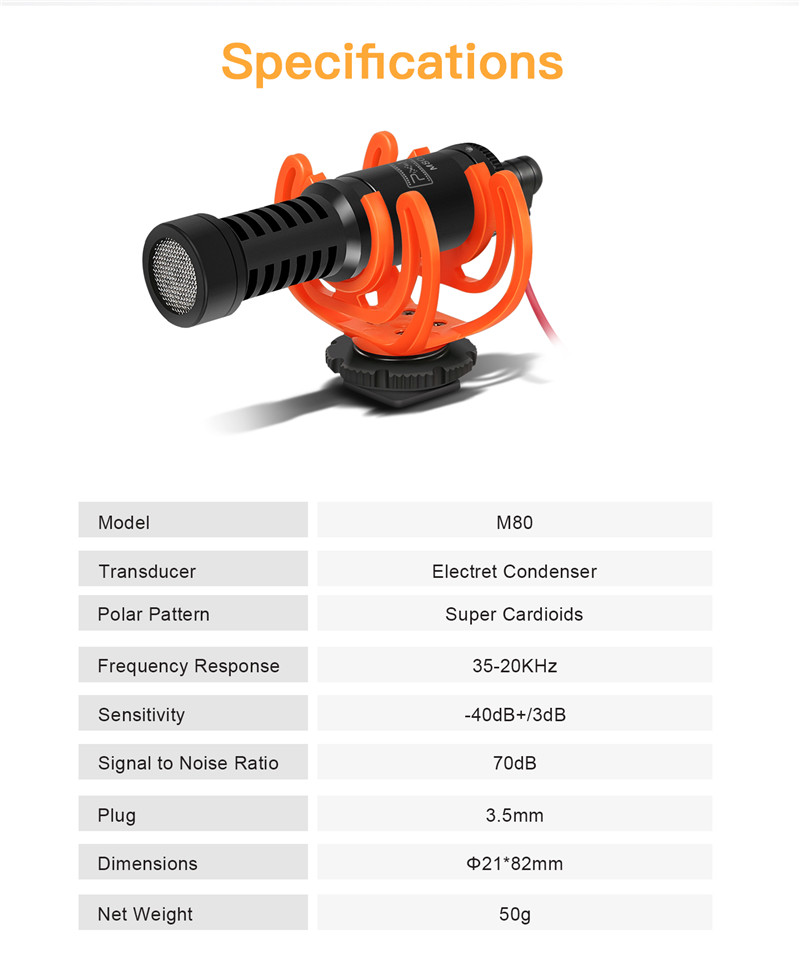 Pixel M80 universal video microphone iphone camera with shock mount Pixel M80 universal video microphone iphone camera with shock mount
