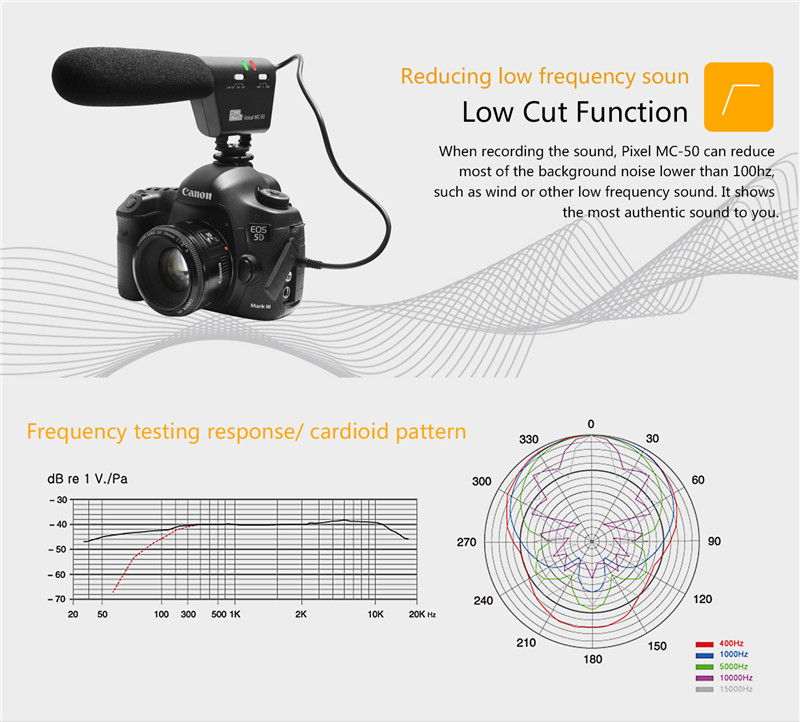 PIXEL MC-50 high definition voice camera microphone shotgun mic