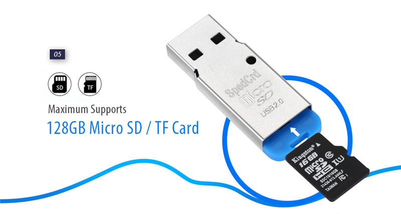 SpedCrd USB 2.0 Micro SD / TF Card Reader