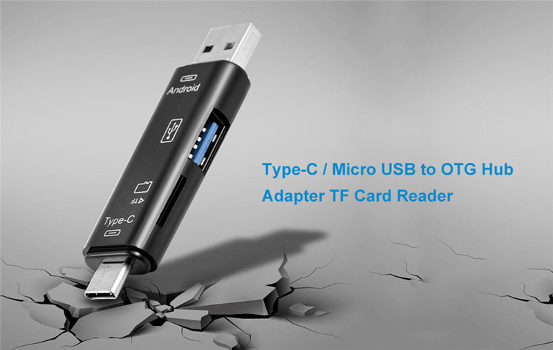 Cwxuan Type-C / Micro USB to OTG Hub Adapter TF Card Reader