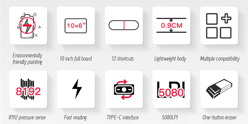 VEIKK A15 0.9cm Ultra-thin 8192 Levels Tablet