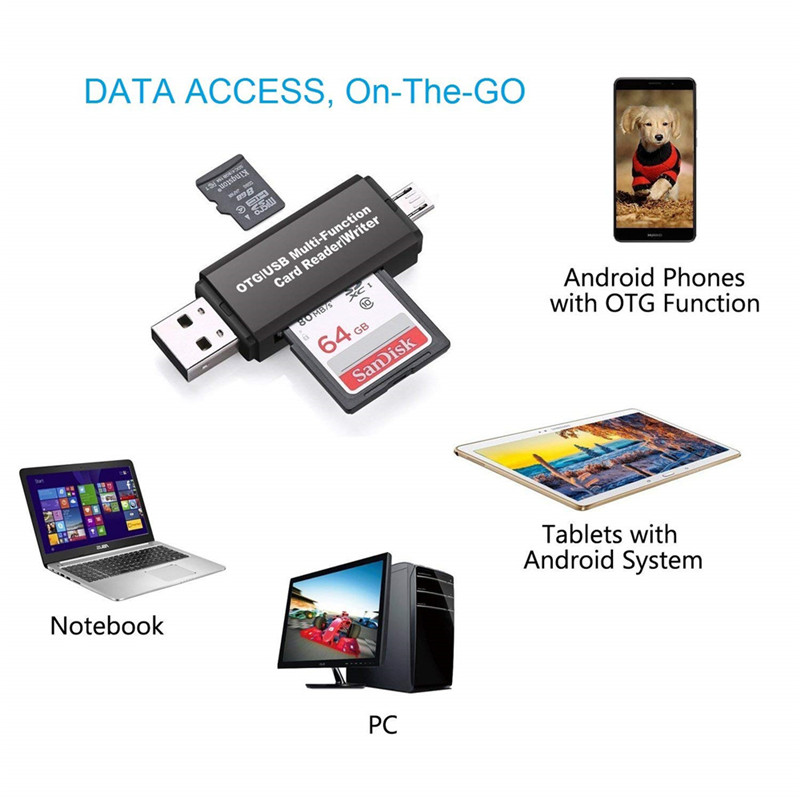 Micro USB Card Reader 2 in 1 USB 2.0 Connectors SD TF