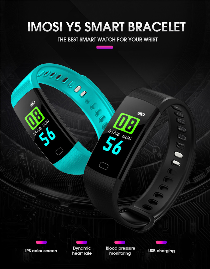 Imosi Y5 smart bracelet color screen heart rate fitness tracker watch