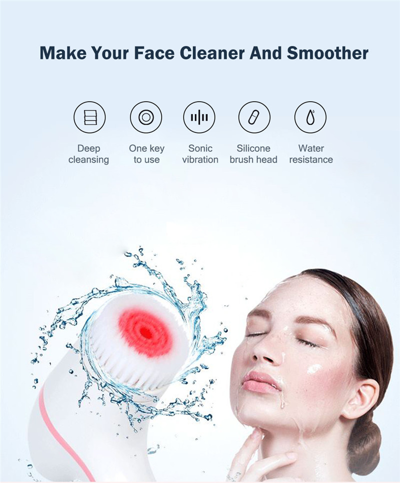 Sonic Facial Cleansing Brush Electric Silicone Face Deep Cleaner