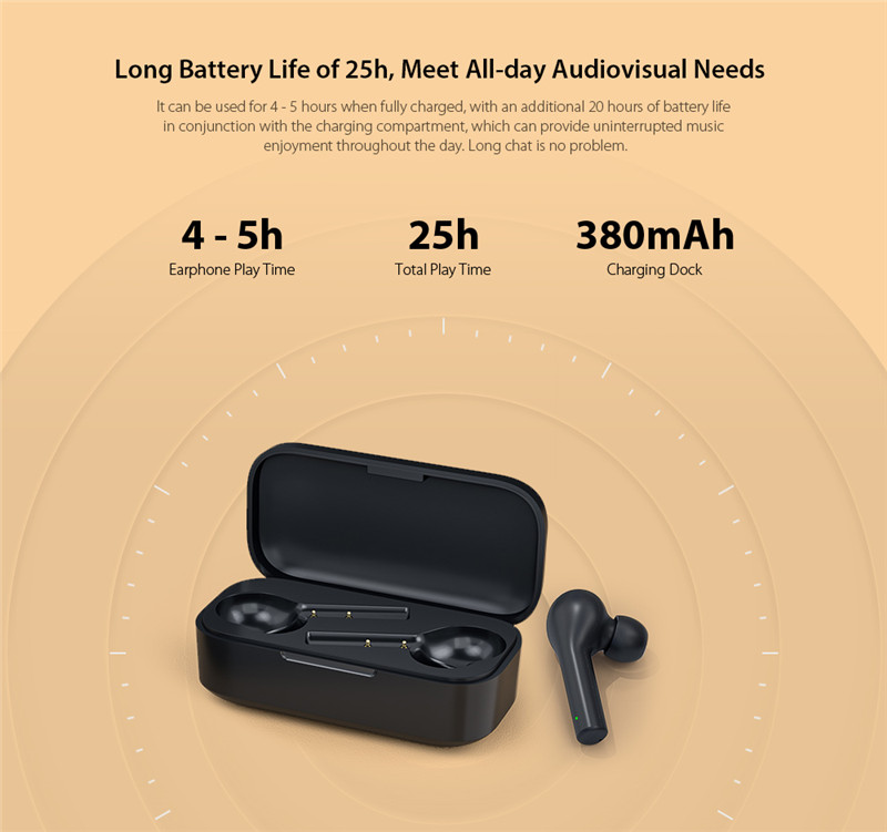 QCY T5 Bluetooth 5.0 Binaural In-ear Earphones Wireless Charging Earbuds