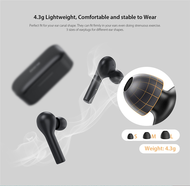 QCY T5 Bluetooth 5.0 Binaural In-ear Earphones Wireless Charging Earbuds