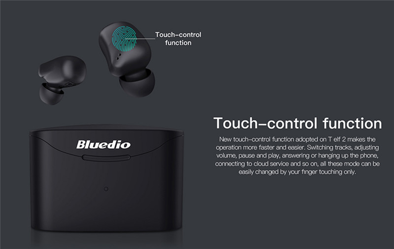 Bluedio T-elf 2 True Wireless Bluetooth Earbuds Touch Control Earphones