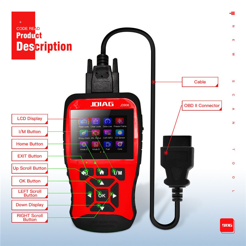 JD906 Code Reader JDiag OBD2 Diagnostic Scanning Instrument