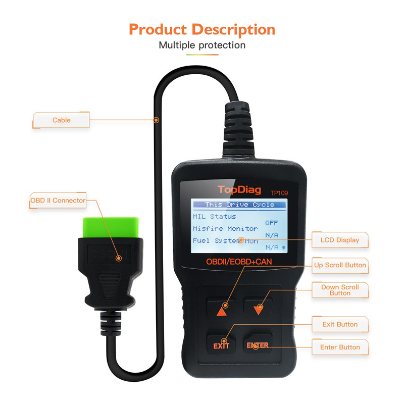 JDiag TP109 Car Diagnostic Scanning Instrument Code Reader JDiag TP109 Car Diagnostic Scanning Instrument Code Reader