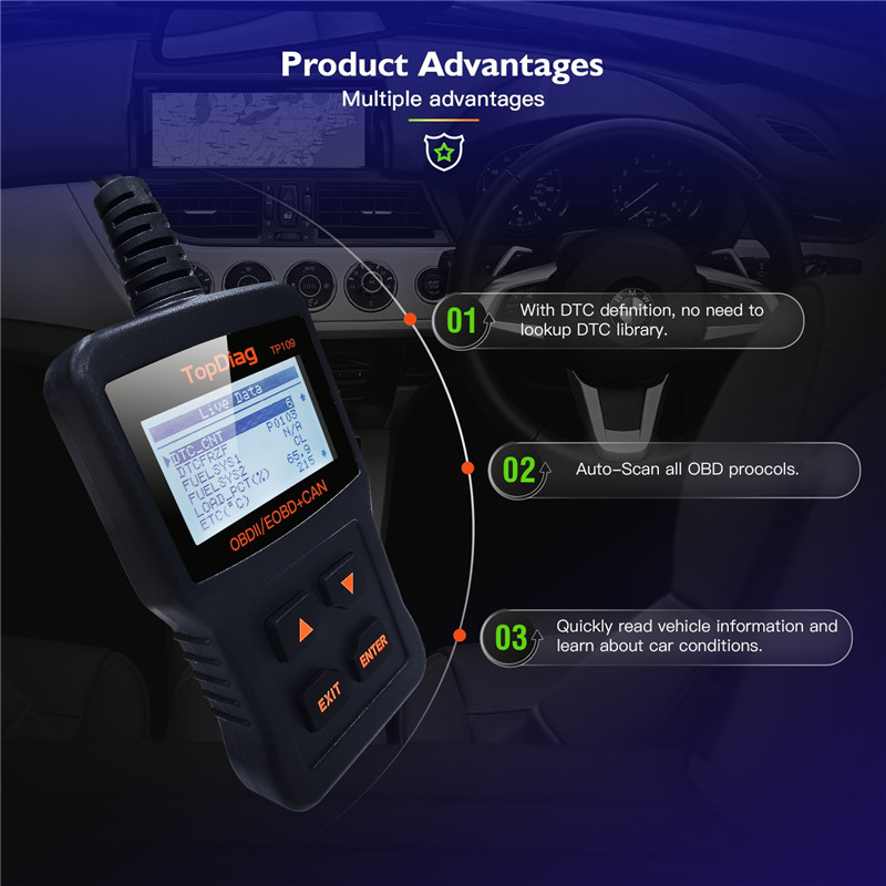 JDiag TP109 Car Diagnostic Scanning Instrument Code Reader JDiag TP109 Car Diagnostic Scanning Instrument Code Reader