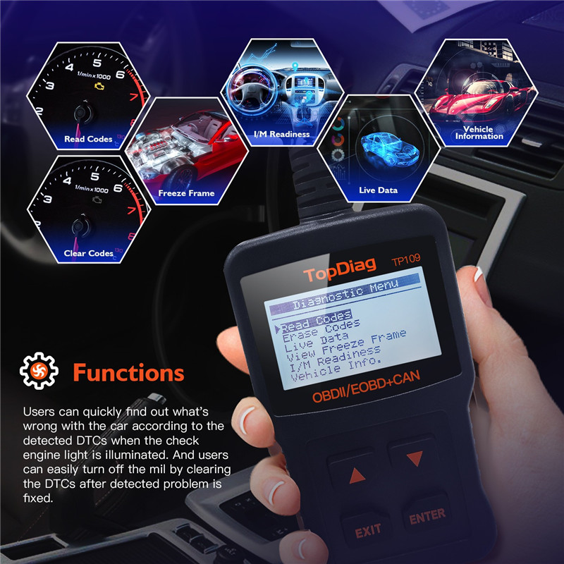 JDiag TP109 Car Diagnostic Scanning Instrument Code Reader JDiag TP109 Car Diagnostic Scanning Instrument Code Reader