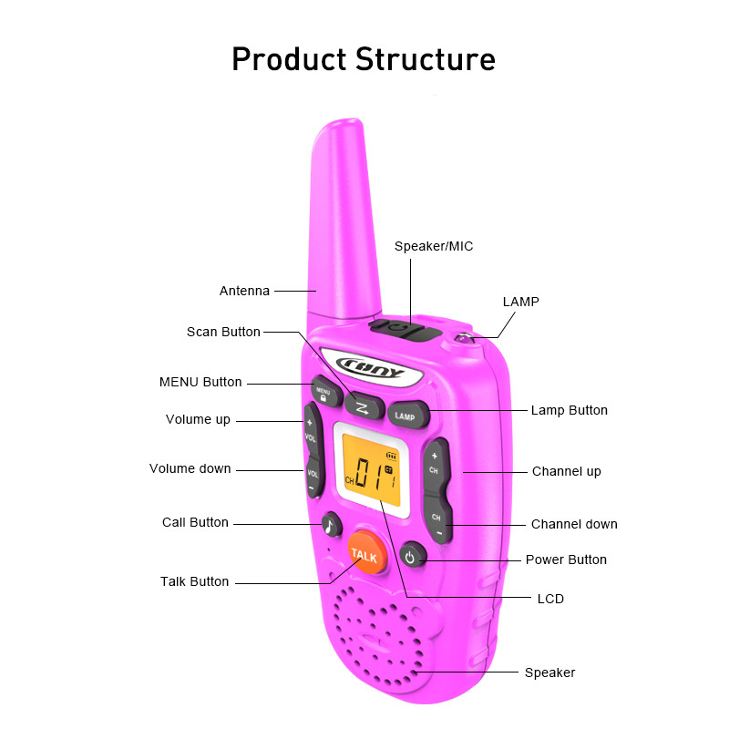 T-358 Kids Walkie Talkie Kids Portable 2 Way Transceiver