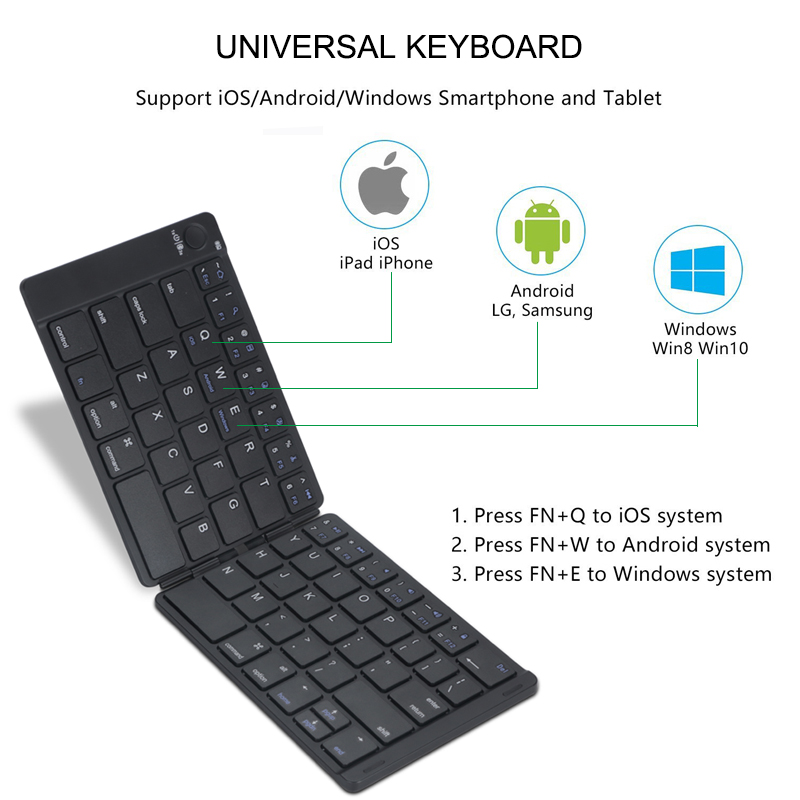 Rechargeable Leather Portable Foldable Bluetooth Keyboard