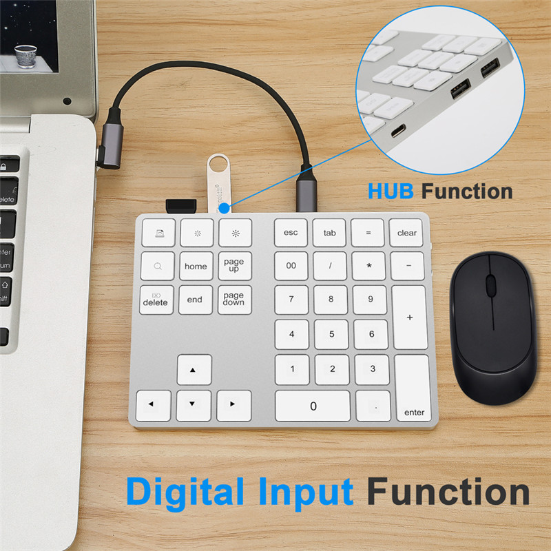 Aluminum Bluetooth Numeric Keypad USB HUB