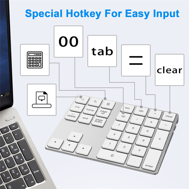 Aluminum Bluetooth Numeric Keypad USB HUB