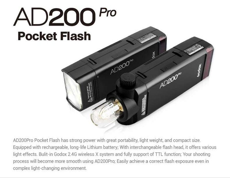 Godox AD200 Pro 200Ws 2.4G Flash Strobe Godox AD200 Pro 200Ws 2.4G Flash Strobe