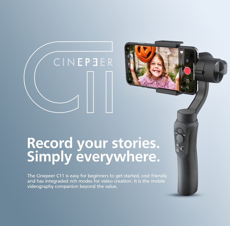 Zhiyun CINEPEER C11 mobile gimbal 3-Axis handheld stabilizer for iPhone/Samsung Zhiyun CINEPEER C11 mobile gimbal 3-Axis handheld stabilizer for iPhone/Samsung