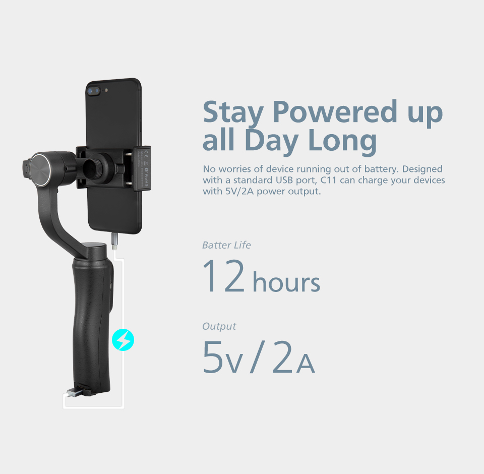 Zhiyun CINEPEER C11 mobile gimbal 3-Axis handheld stabilizer for iPhone/Samsung 