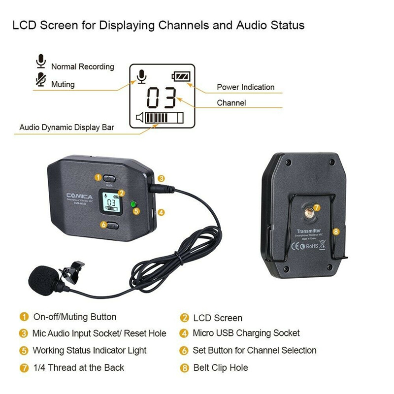 COMICA CVM-WS50C professional UFH 6 channel lavalier wireless microphone system