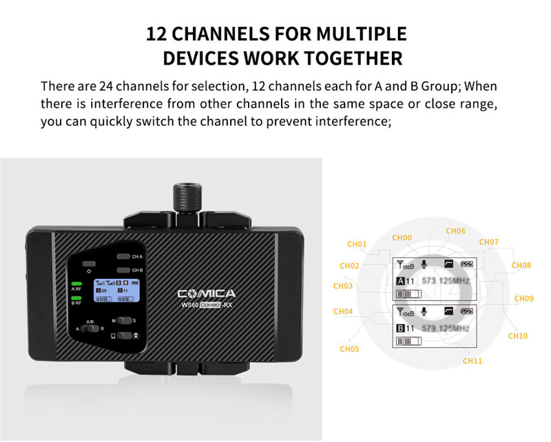 Comica CVM-WS60 UHF wireless DSLR microphone