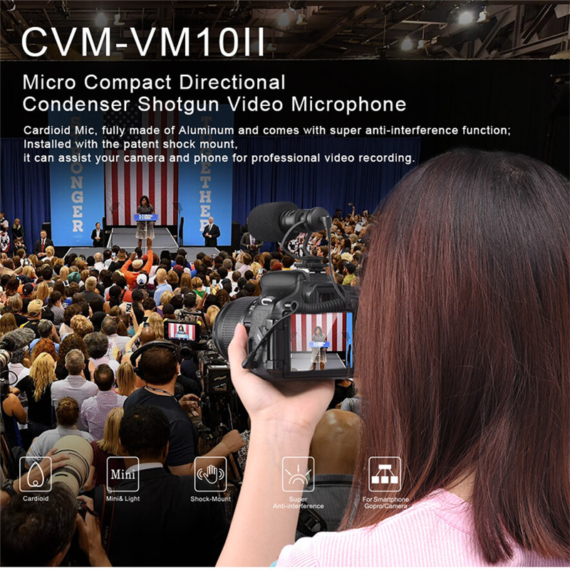 Comica CVM-V30 LITE microphone super-cardioid condenser on-camera shotgun mic