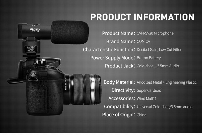 COMICA CVM-SV20 Directional Condenser Shotgun On-Camera Microphone