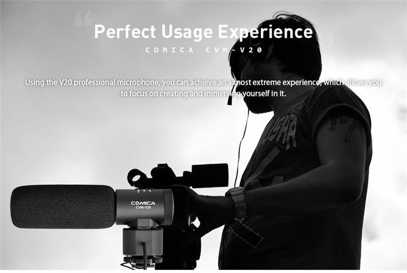 COMICA CVM-V20 metal shotgun stereo on-camera microphone