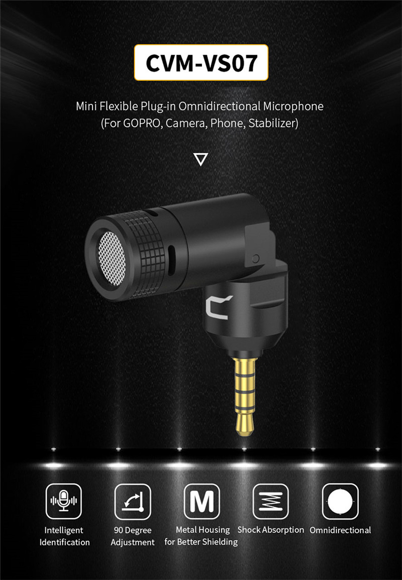 COMICA CVM-VS07 mini microphone mic TRRS plug GoPro camera DSLR