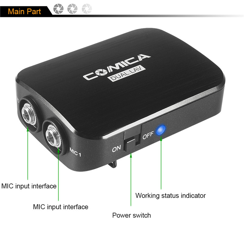 comica cvm-d03 dual head detachable mic lavalier microphone