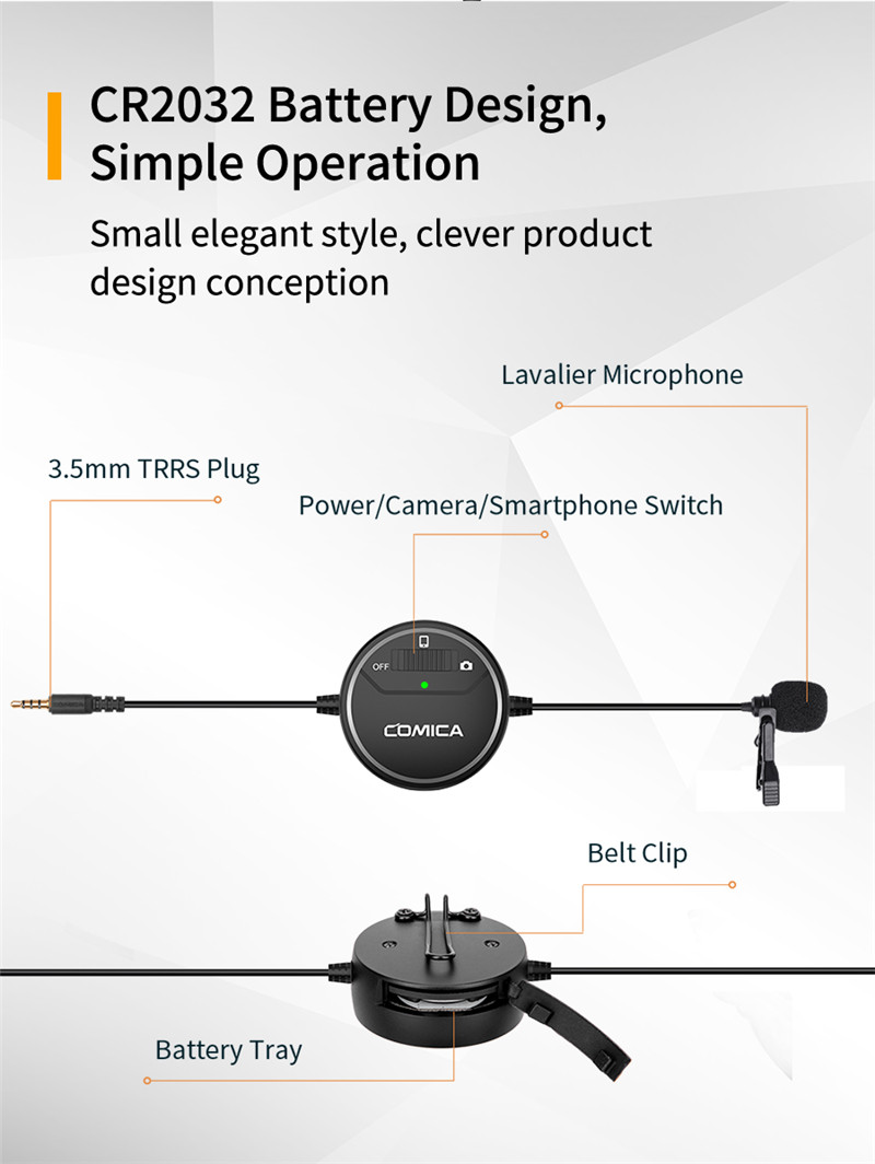 COMICA SIG.LAV V03 3.5mm real-time mic omni-directional lavalier microphone