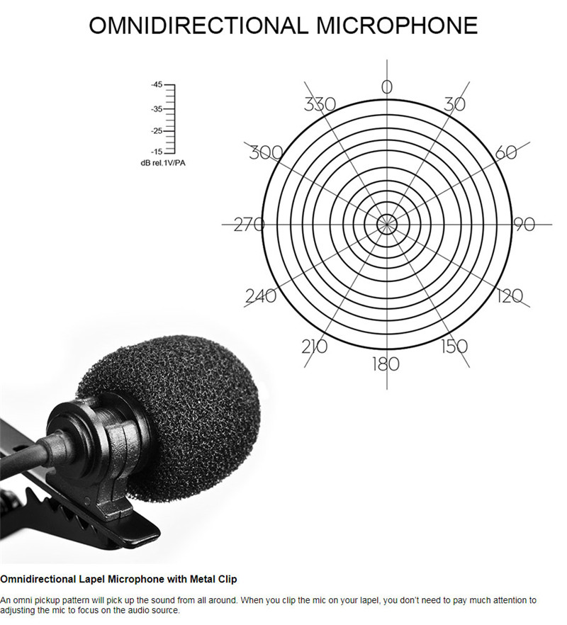 CoMica CVM-V01GP lavalier microphone clip-on omni-directional condenser recording mic