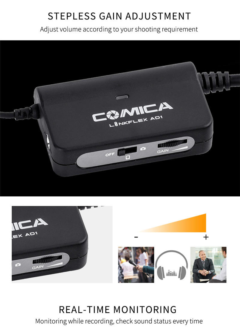 COMICA AD1 microphone audio preamp mixer real-time mix adapter