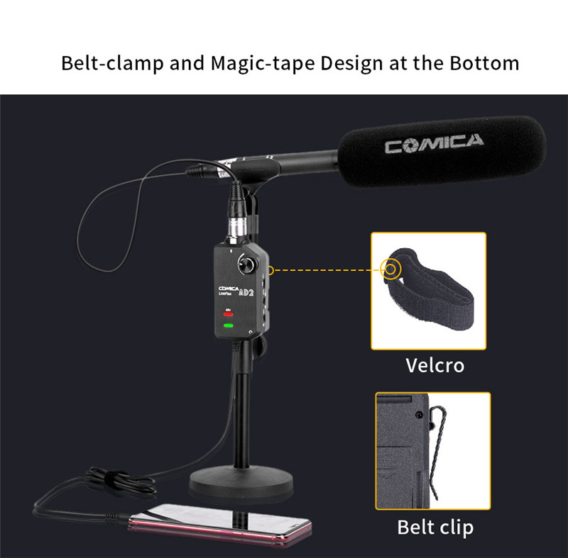 CoMica LinkFlex AD2 XLR /6.35mm-3.5mm microphone preamp amplifier audio
