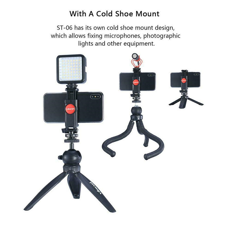 Ulanzi ST-06 Adjustable Phone Tripod Holder Camera Monitoring Video Shooting