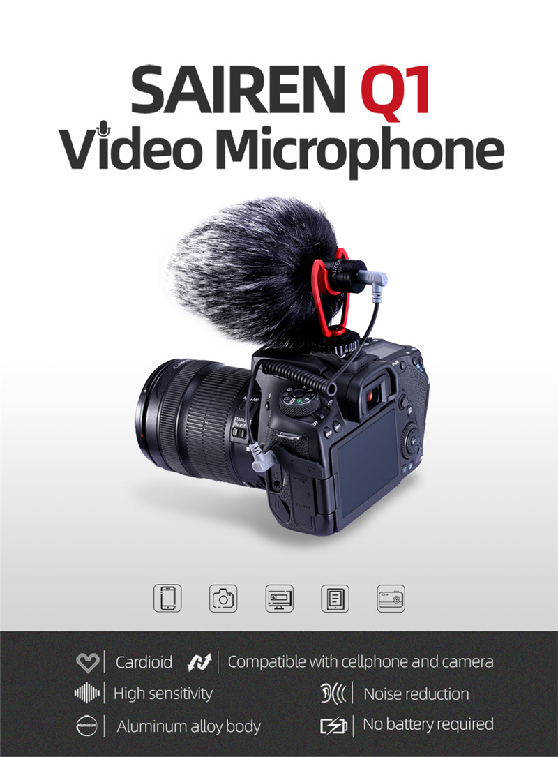 SAIREN Q1 vlog video microphone record on-camera