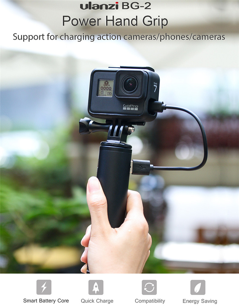 Ulanzi BG-2 6800mAh power grip stick vlog selfie stick for gopro osmo