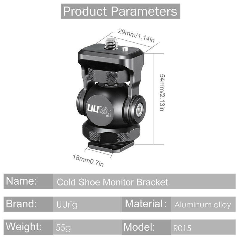 UUrig R015 camera adjustable cold shoe monitor mount bracket holder