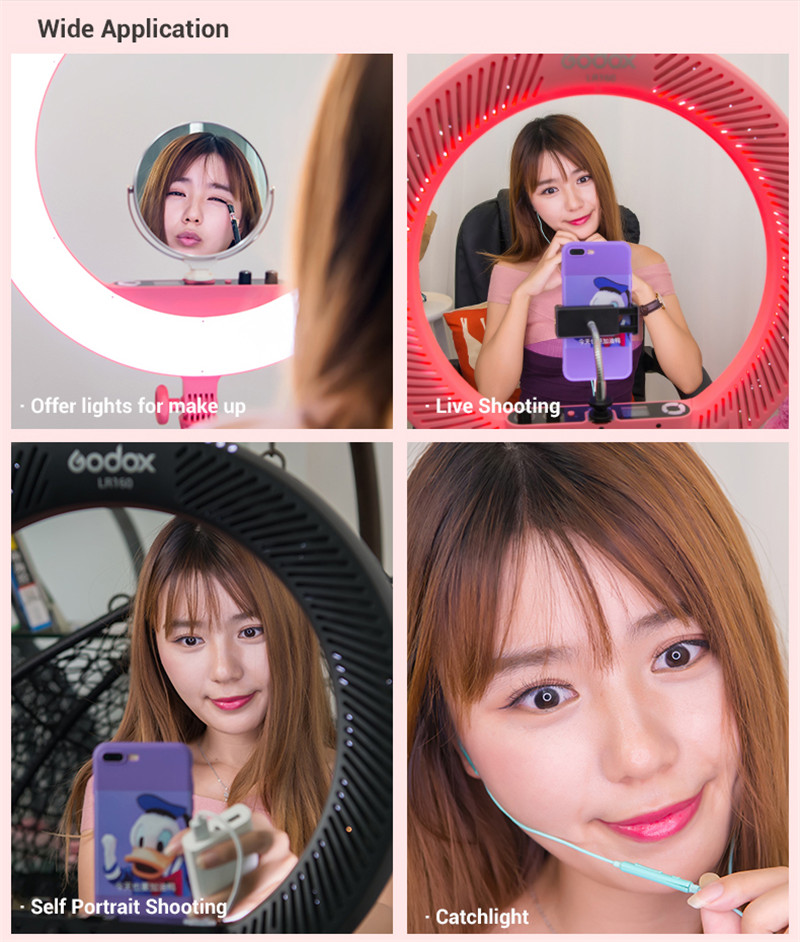 Godox LR160 LED ring light streaming makeup LED light