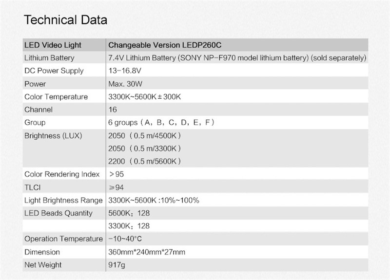 GODOX LEDP260C ultra-thin 30W 3300-5600k LED video light panel lamp GODOX LEDP260C ultra-thin 30W 3300-5600k LED video light panel lamp