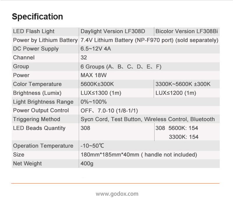 Godox LF308D LED on-camera video light studio strobe