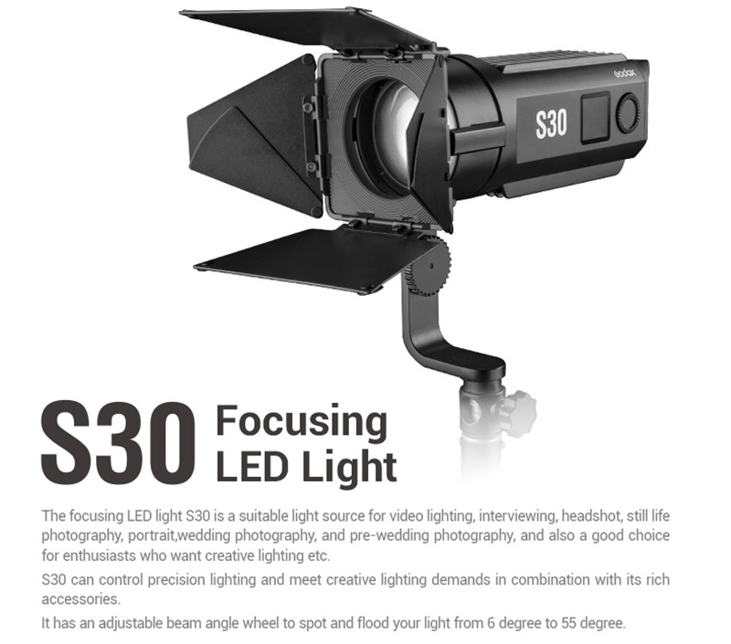 Godox S30 30Ws spotlight continuous foucsing LED light Godox S30 30Ws spotlight continuous foucsing LED light