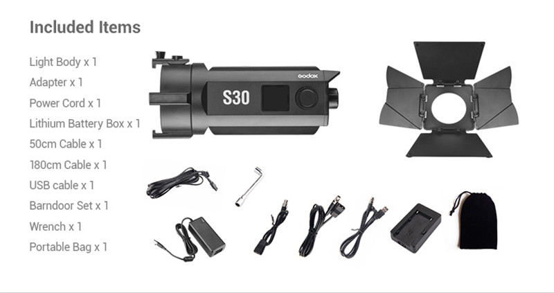 Godox S30 30Ws spotlight continuous foucsing LED light Godox S30 30Ws spotlight continuous foucsing LED light