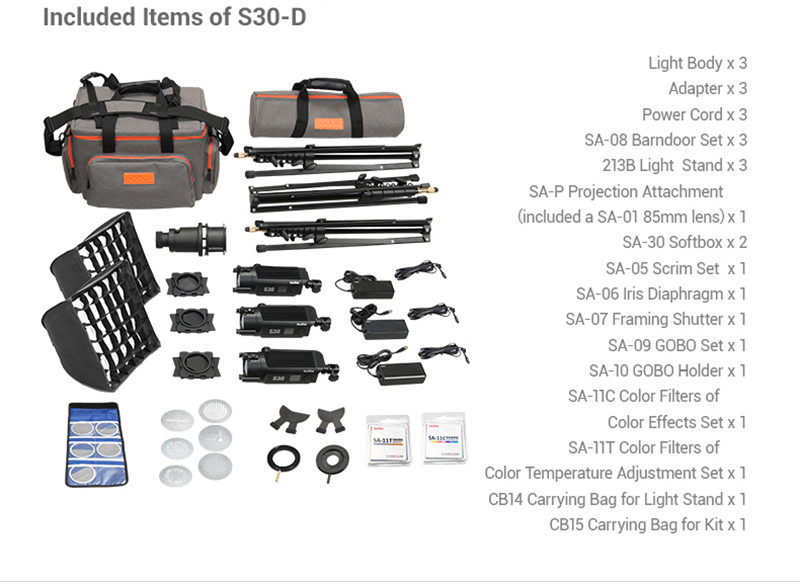 Godox S30 30Ws spotlight continuous foucsing LED light Godox S30 30Ws spotlight continuous foucsing LED light