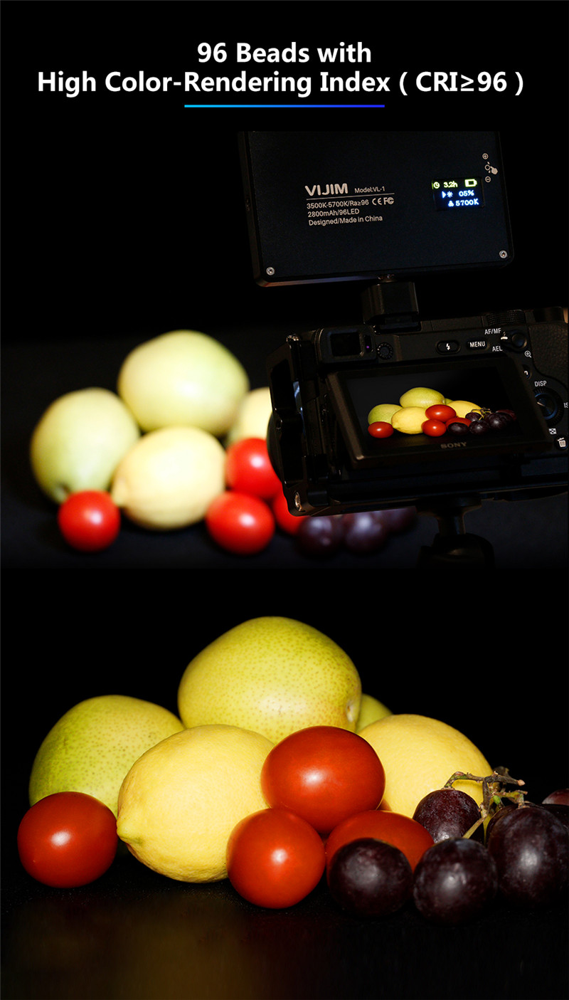VIJIM DSLR LED video light on camera magnetic dimmable bi-color studio light