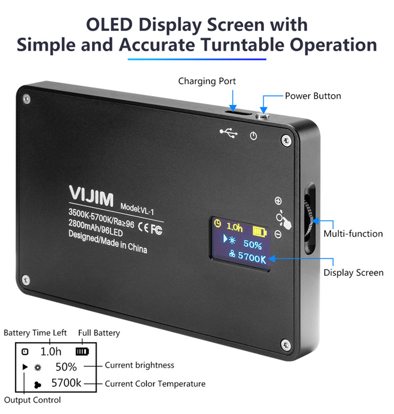 VIJIM DSLR LED video light on camera magnetic dimmable bi-color studio light VIJIM DSLR LED video light on camera magnetic dimmable bi-color studio light