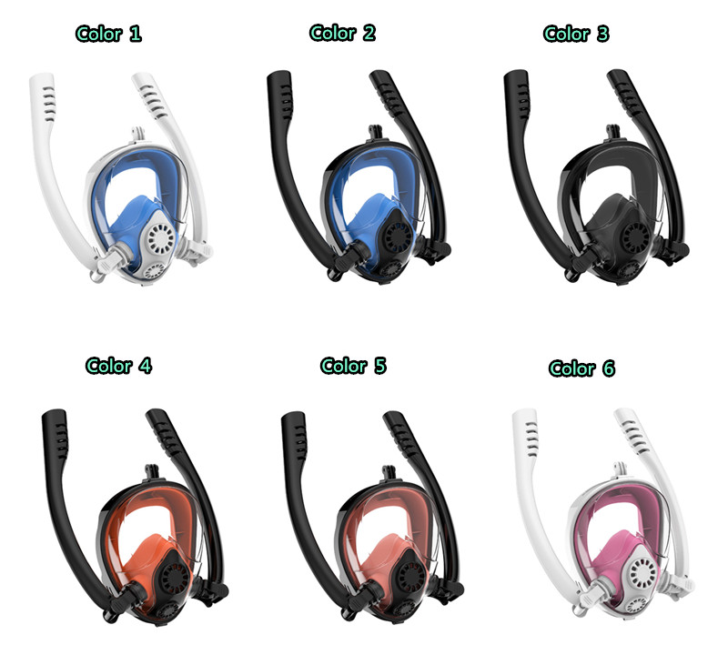 Dual tube anti frog full face snorkel mask anti frog full face snorkel mask