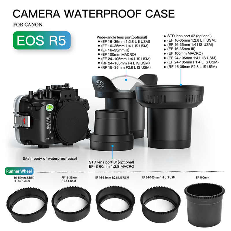 40M Sea Frogs Canon EOS R5 Underwater Housing Waterproof Case