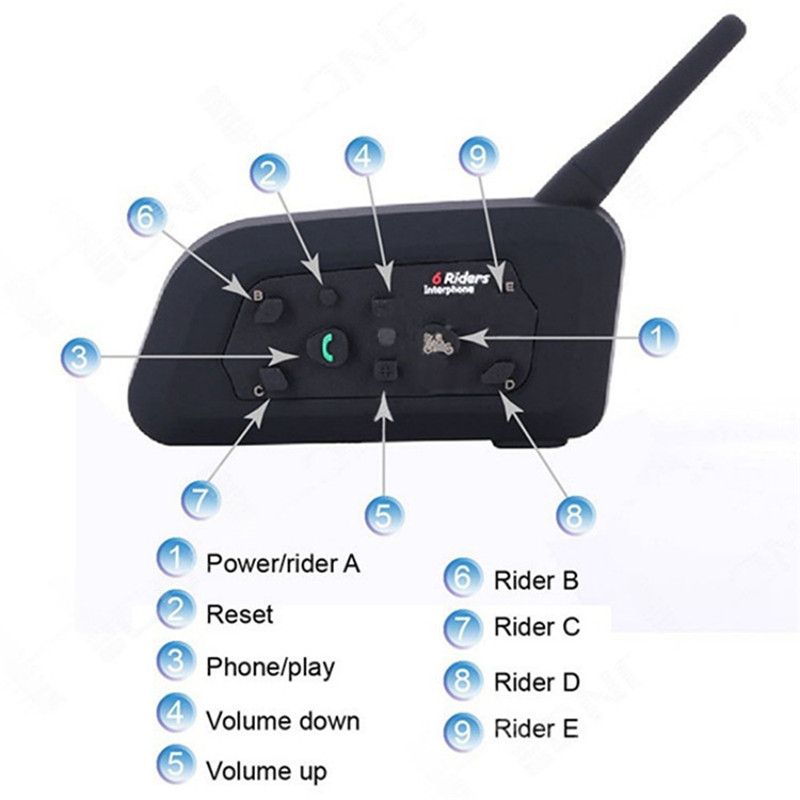 VNETPHONE motorcycle bluetooth helmet headset interphone wireless 6 riders handsfree headphone