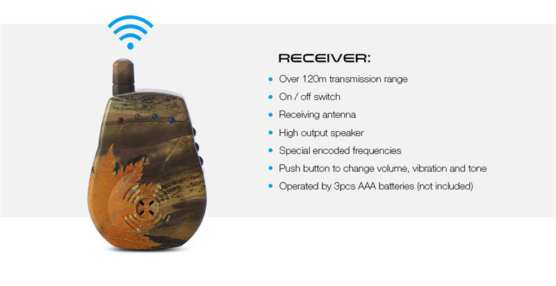 Outlife JY - 35 - 3 wireless camouflage fishing bite alarm set with carry case Outlife JY - 35 - 3 wireless camouflage fishing bite alarm set with carry case